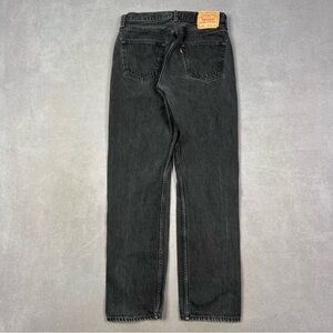 Vintage Levi's 501 Black Jeans with Straight-Leg Fit and Five-Pocket Design